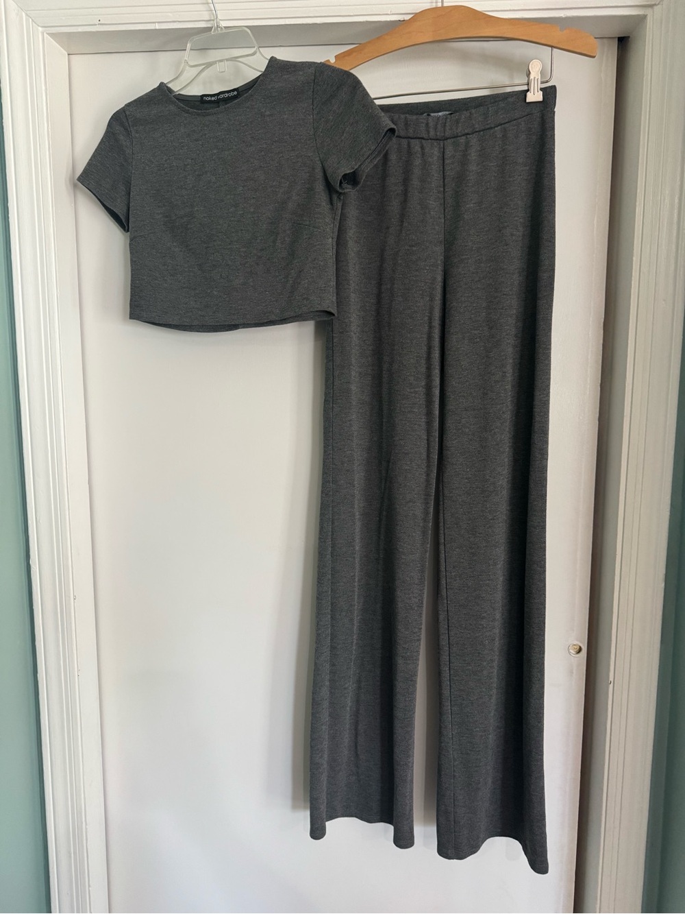Naked wardrobe 2 piece top & pants set gray